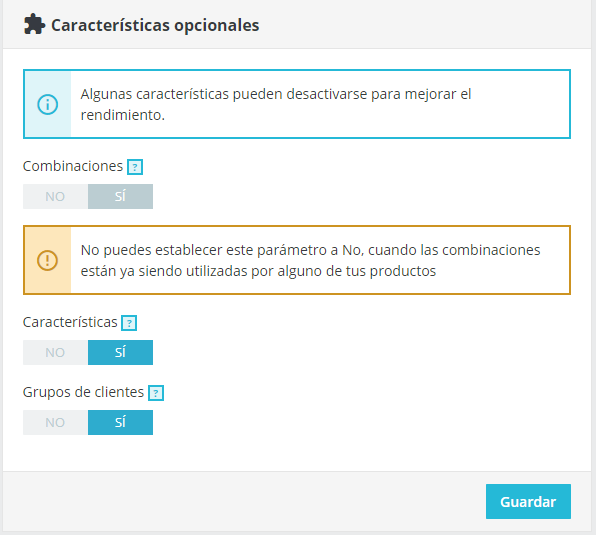 Características de e-commerce PrestaShop