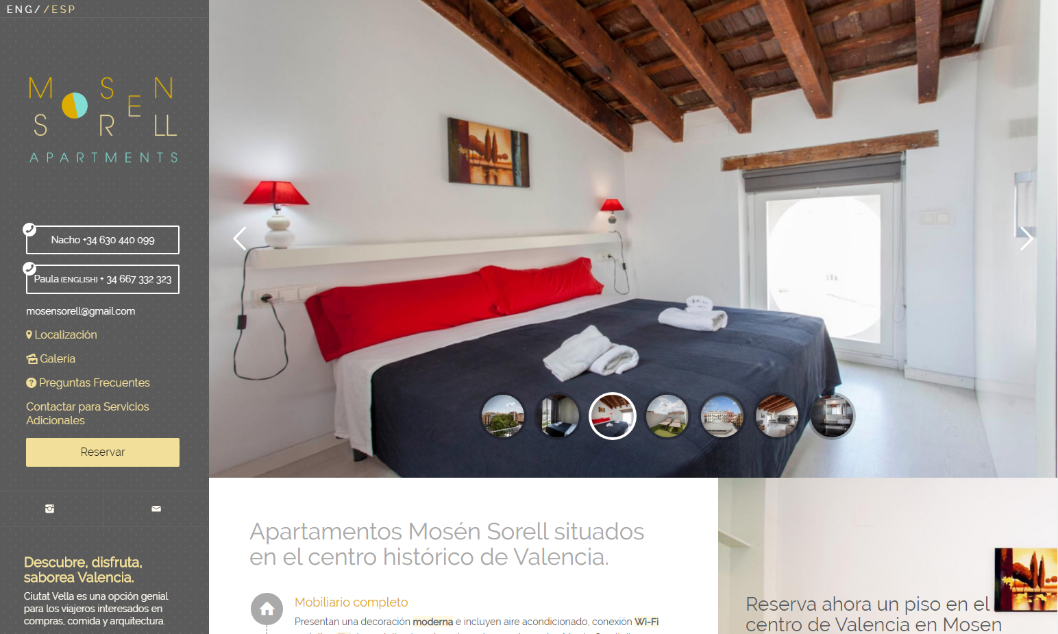 Web corporativa de apartamentos Mosén Sorell