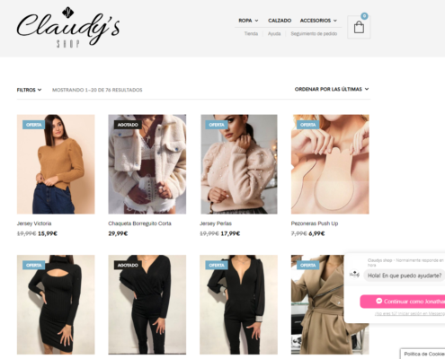 Tienda Online Claudy's Shop en WooCommerce
